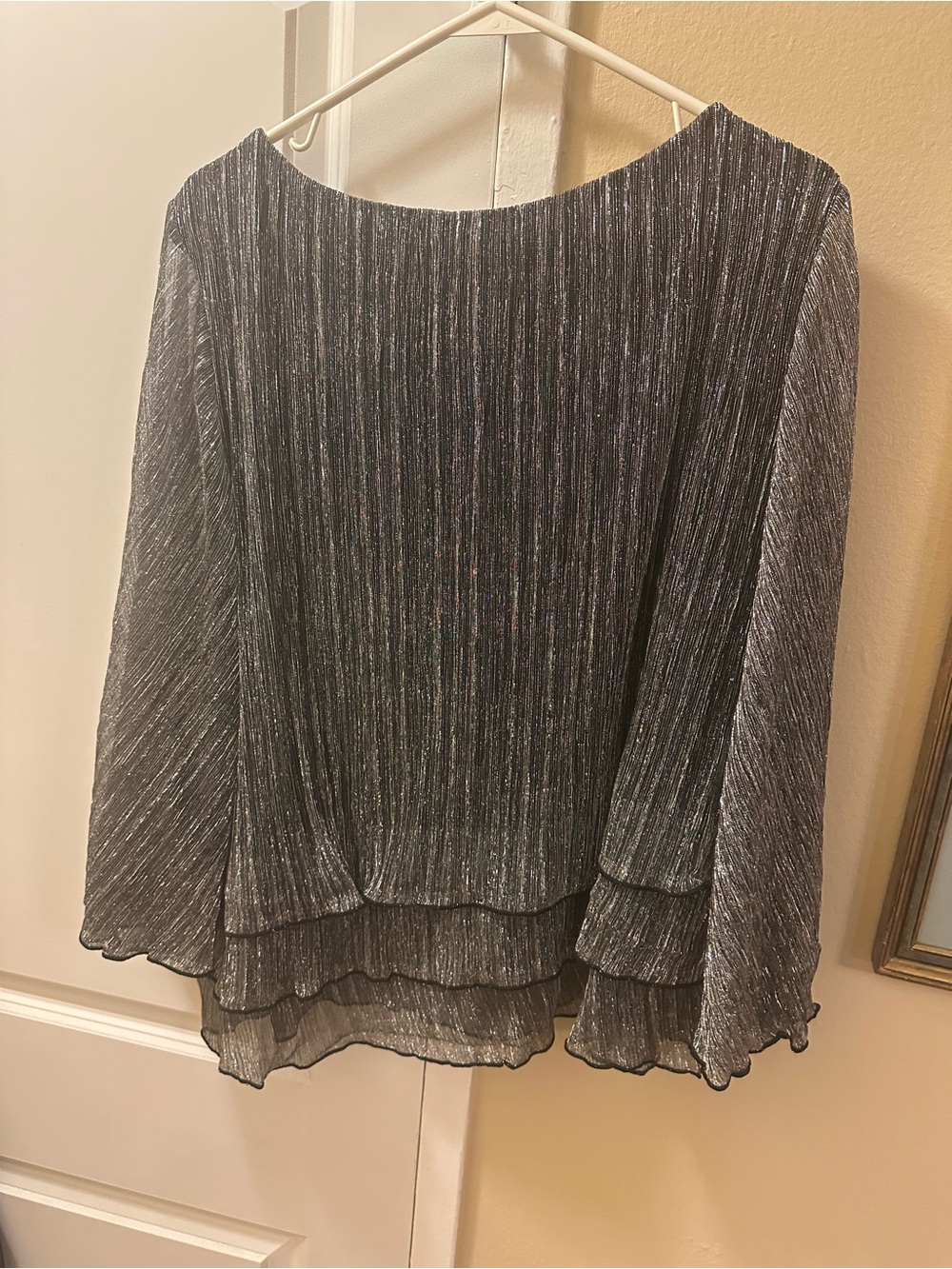 Shimmery Black Metallic Tiered A-Line Skirt